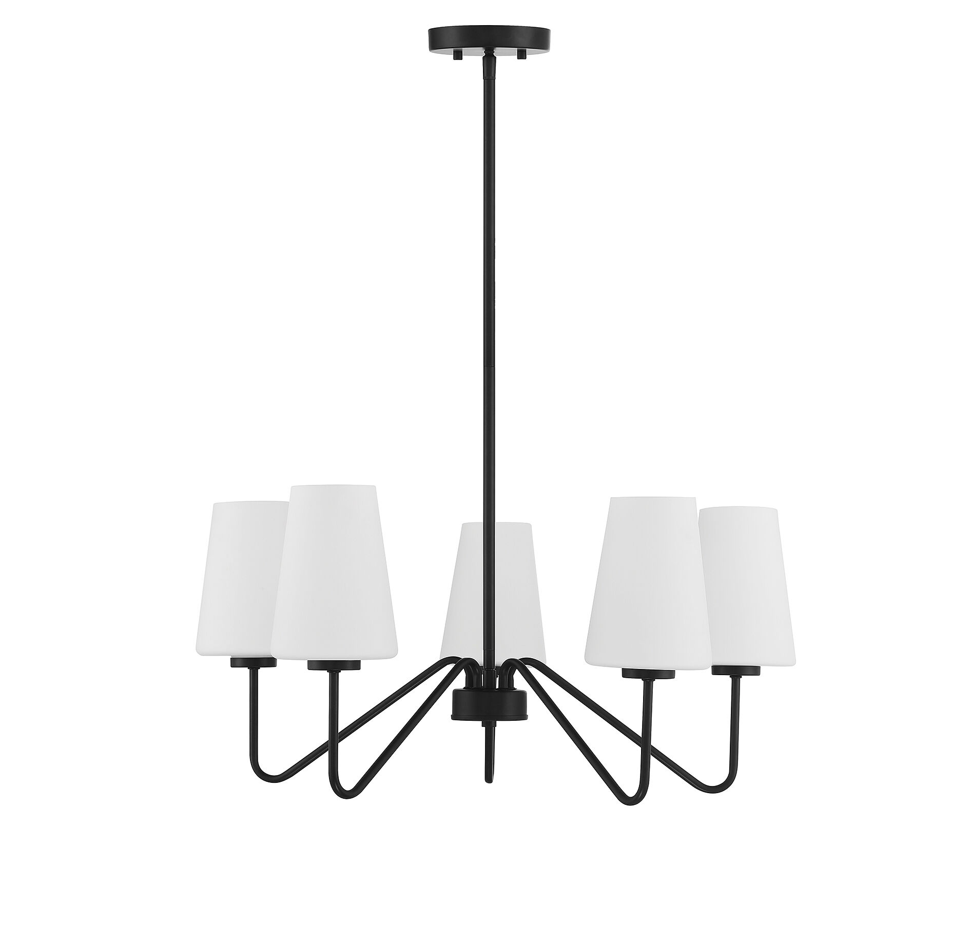 Mid-Century 5 Light 25.75 inch Matte Black Chandelier Ceiling Light