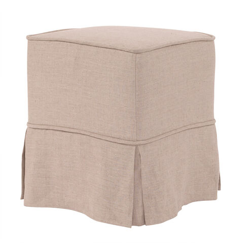 Universal Linen Slub Natural Cube Ottoman Replacement Slipcover, Ottoman Not Included