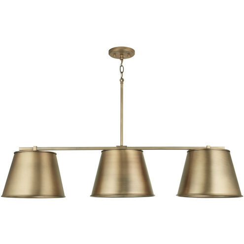 Welker 3 Light 44 inch Aged Brass Island Ceiling Light