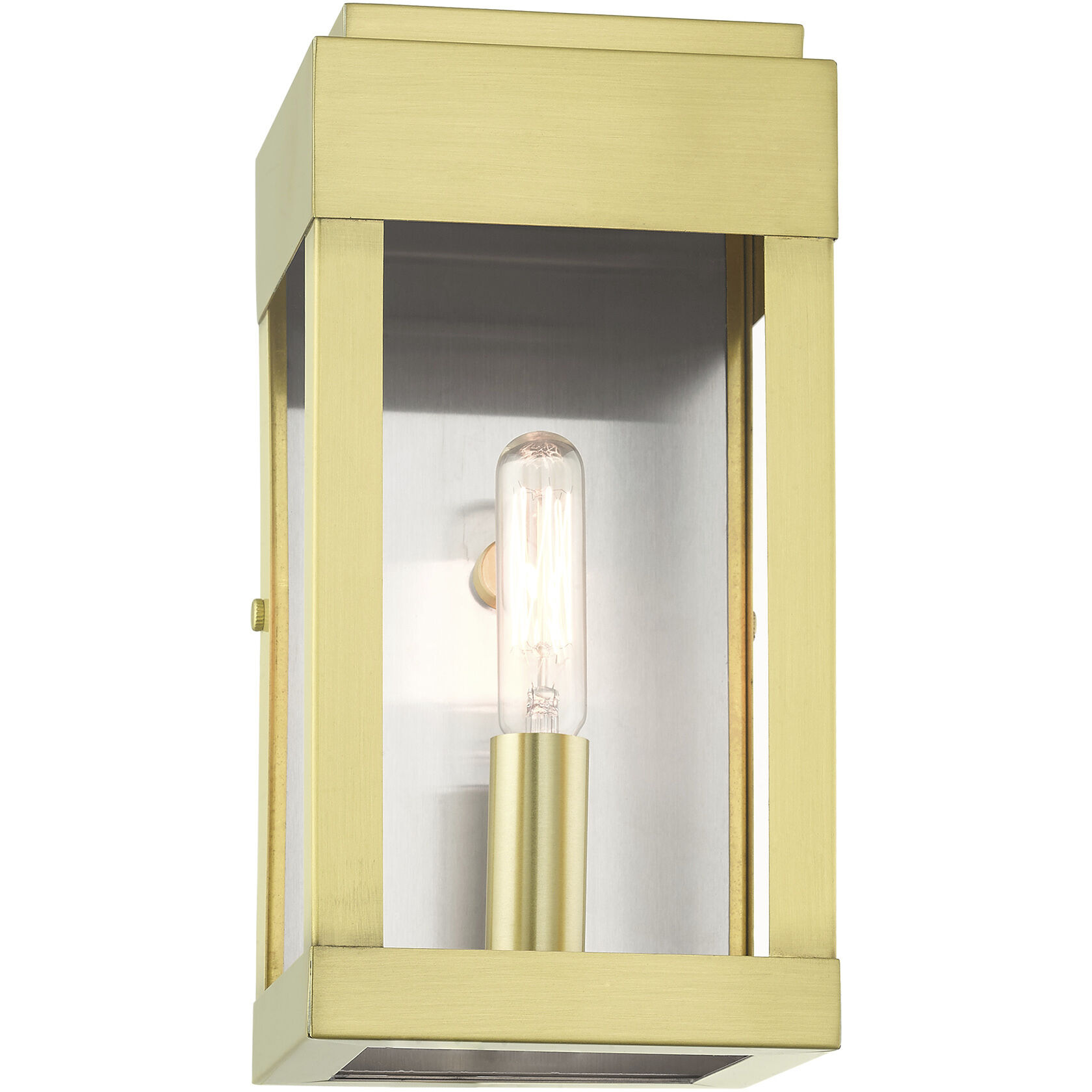 York 1 Light 9 inch Satin Brass Outdoor ADA Wall Lantern