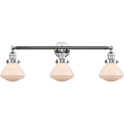 Franklin Restoration Olean 3 Light 31 inch Polished Chrome Bath Vanity Light Wall Light in Matte White Glass, Franklin Restoration