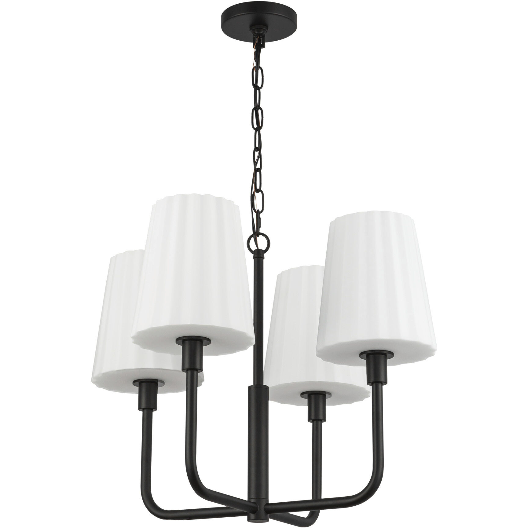 Alora Mood Plisse 4 Light 22.5 inch Matte Black/Opal Matte Glass Chandelier Ceiling Light