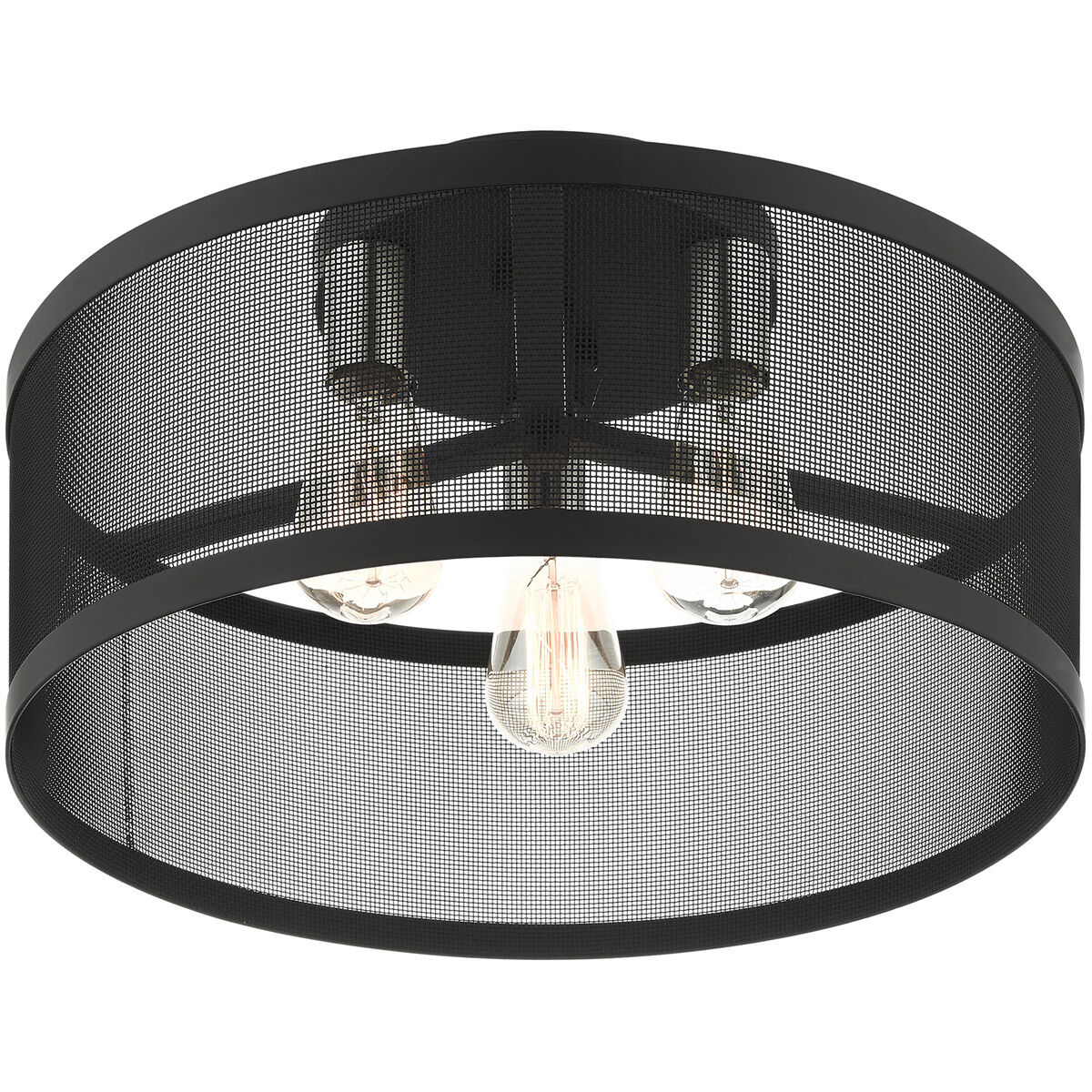 Industro 3 Light 18 inch Black with Brushed Nickel Accents Semi Flush Ceiling Light
