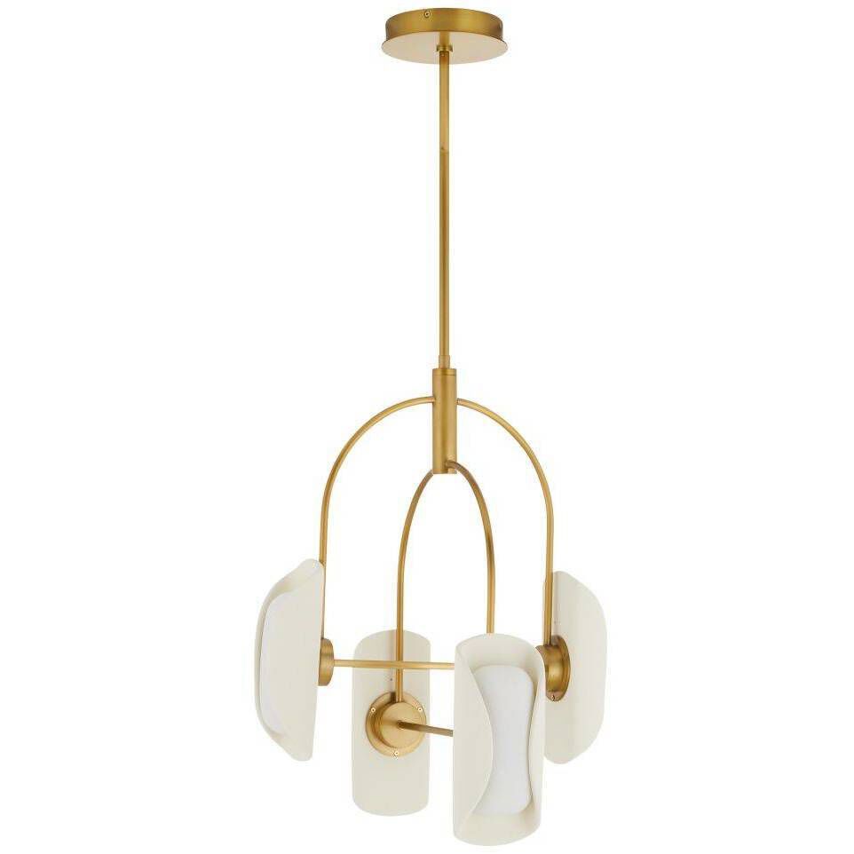 Roll 4 Light 20 inch Antique Brass and Ivory Chandelier Ceiling Light