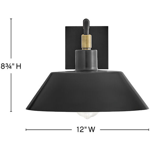 Brewster 1 Light 8.75 inch Black Oxide with Heritage Brass Outdoor Wall Mount