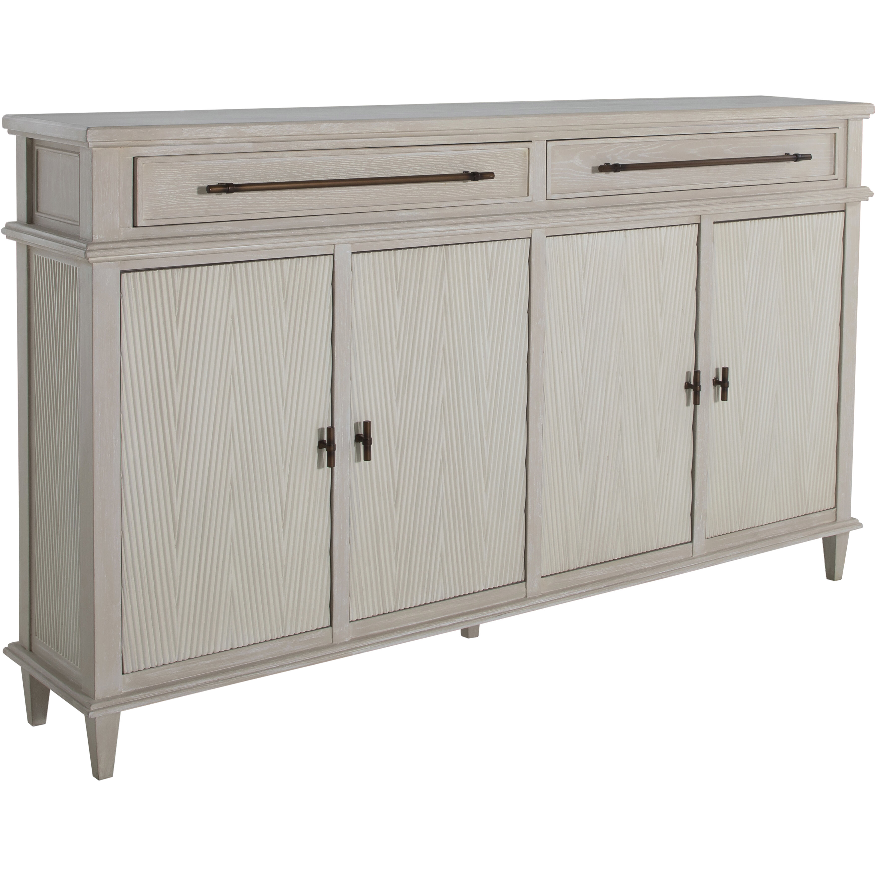 Isaac Cerused White and Sesame White Long Cabinet
