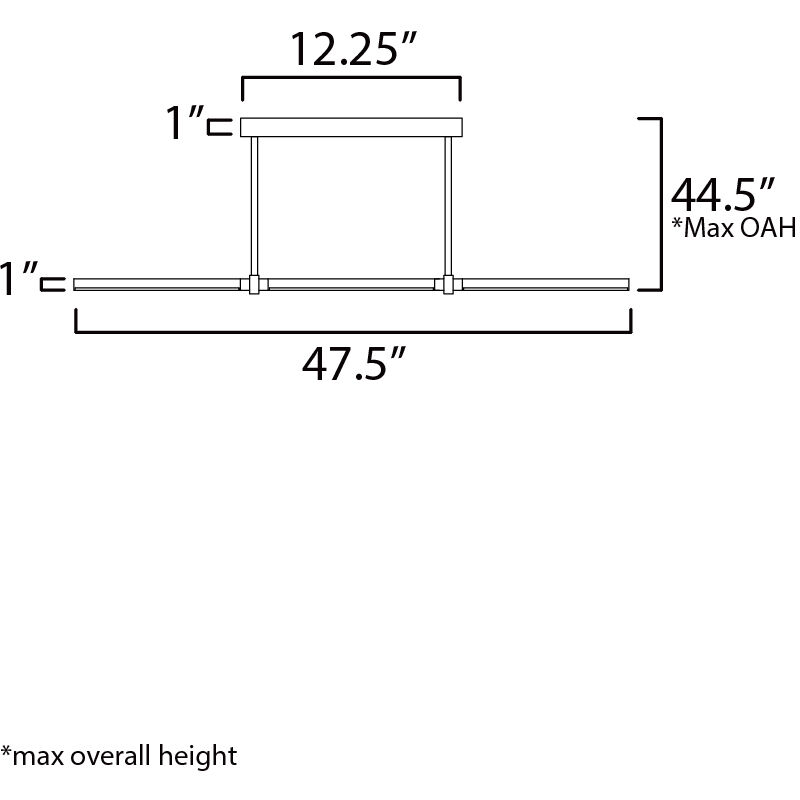 Dorian LED 47.5 inch Black Linear Pendant Ceiling Light