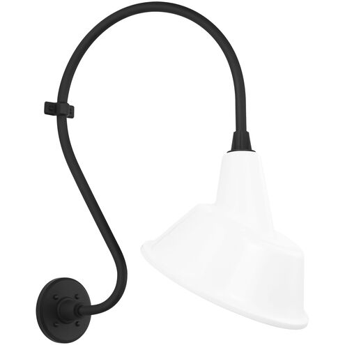 Thomas O'Brien Academy Barn Light LED 24 inch Matte Black Larrabee Barn Light in 12.5" White Tilted Bowers Shade