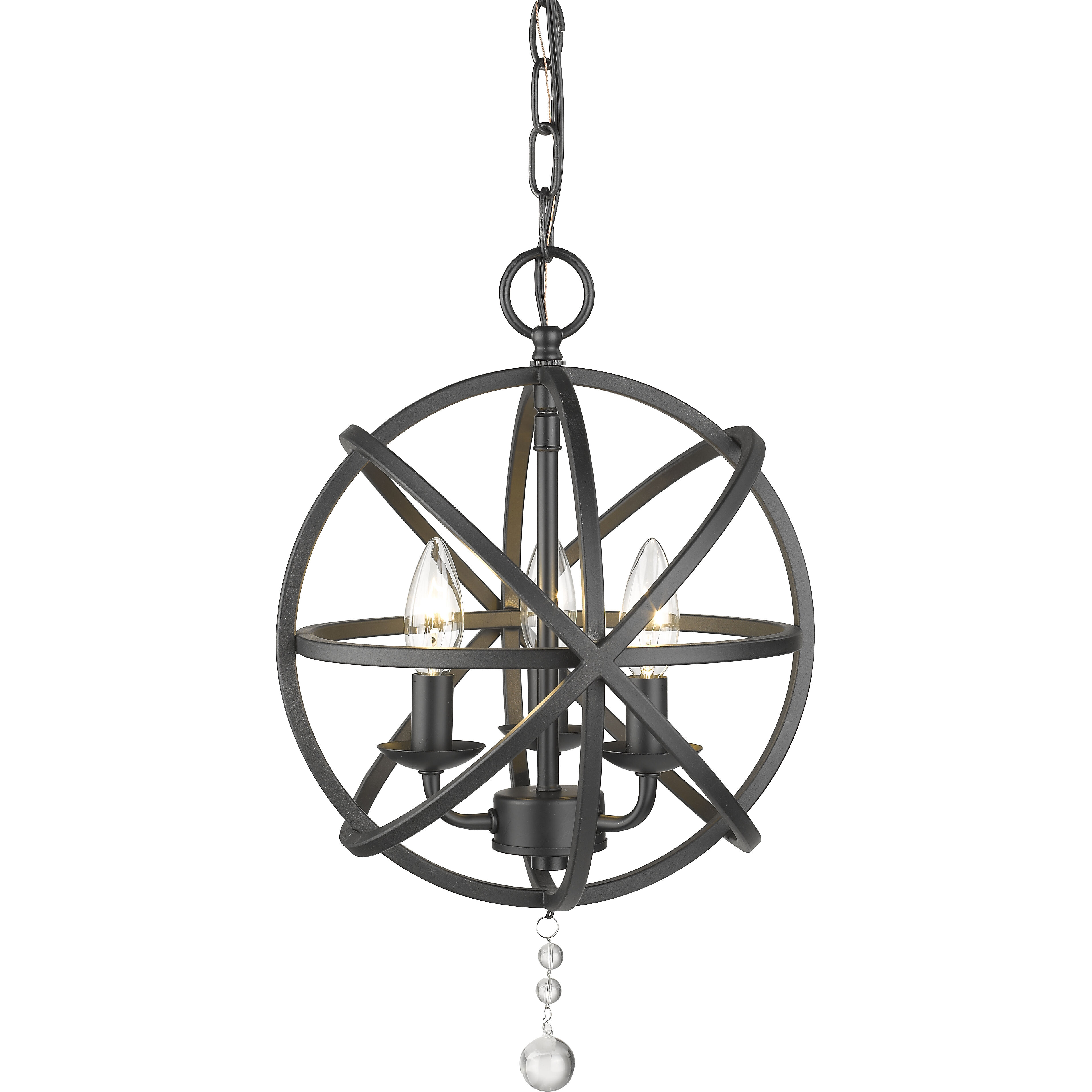 Tull 3 Light 12 inch Matte Black Chandelier Ceiling Light