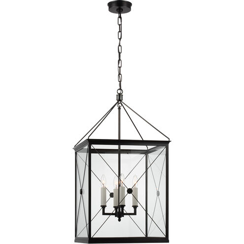 Julie Neill Rossi LED 18 inch Bronze Lantern Pendant Ceiling Light in Clear Glass, Medium