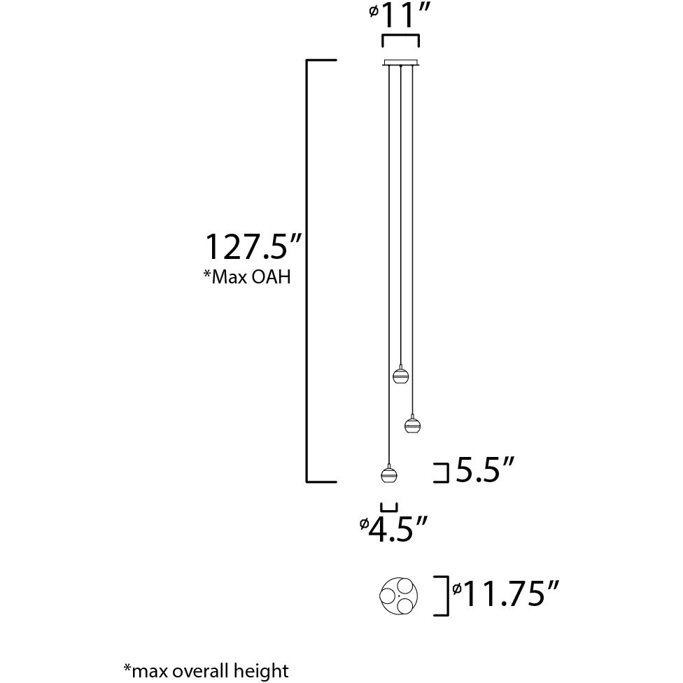 Swank LED 11.75 inch Polished Chrome Multi-Light Pendant Ceiling Light