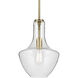 Everly 1 Light Natural Brass Pendant Ceiling Light