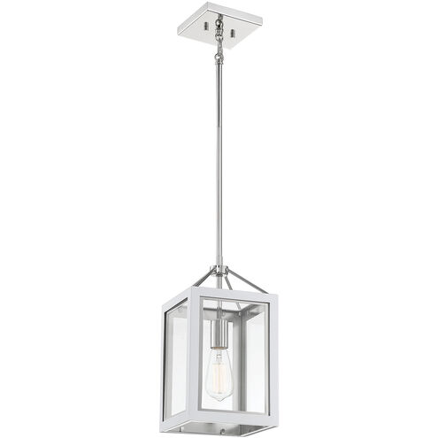 Carlton 1 Light 8 inch White with Polished Nickel Accents Pendant Ceiling Light in White/Polished Nickel
