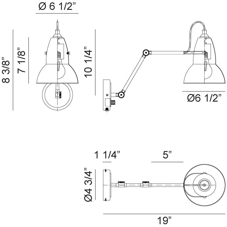 Buzz 1 Light 6.5 inch Black Wall Sconce Wall Light in Aged Gold Brass and Black