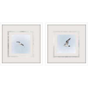 Modern Flight Blue and Gray and Metallic and White Framed Art