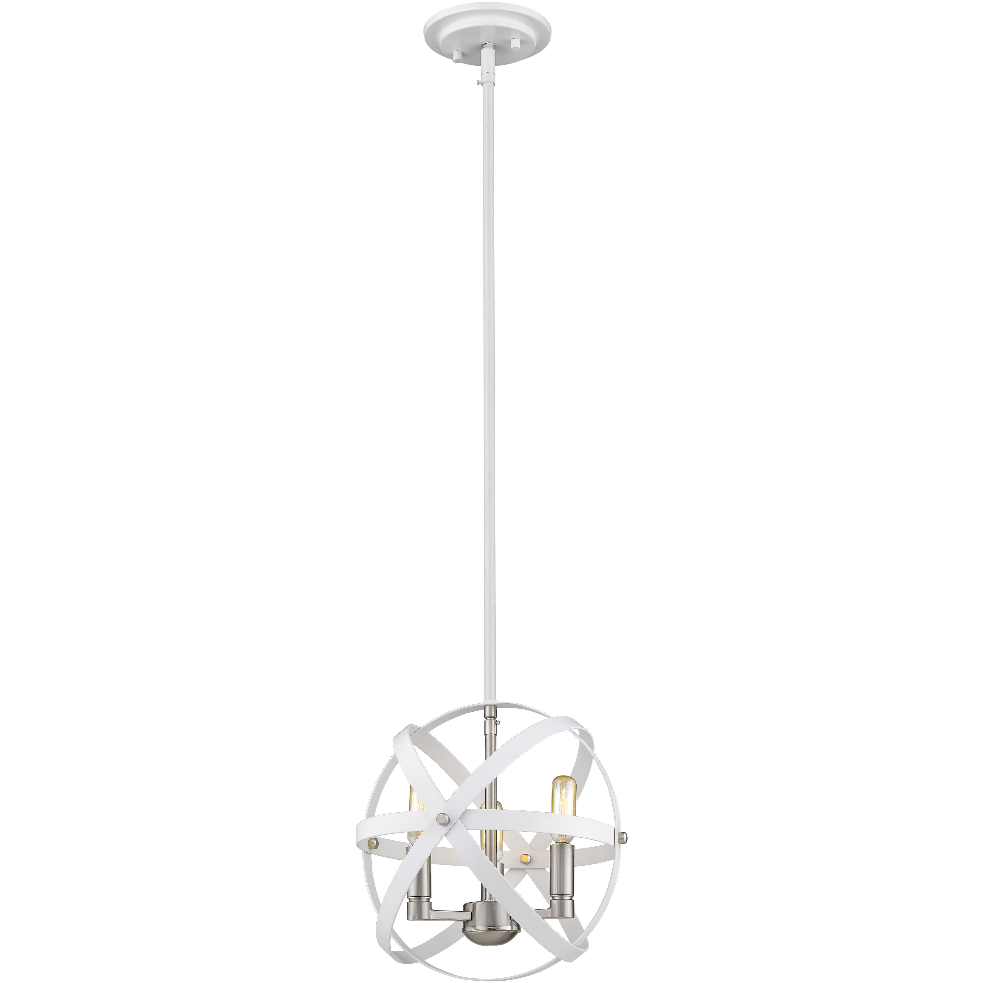 Cavallo 3 Light 12 inch Hammered White and Brushed Nickel Chandelier Ceiling Light