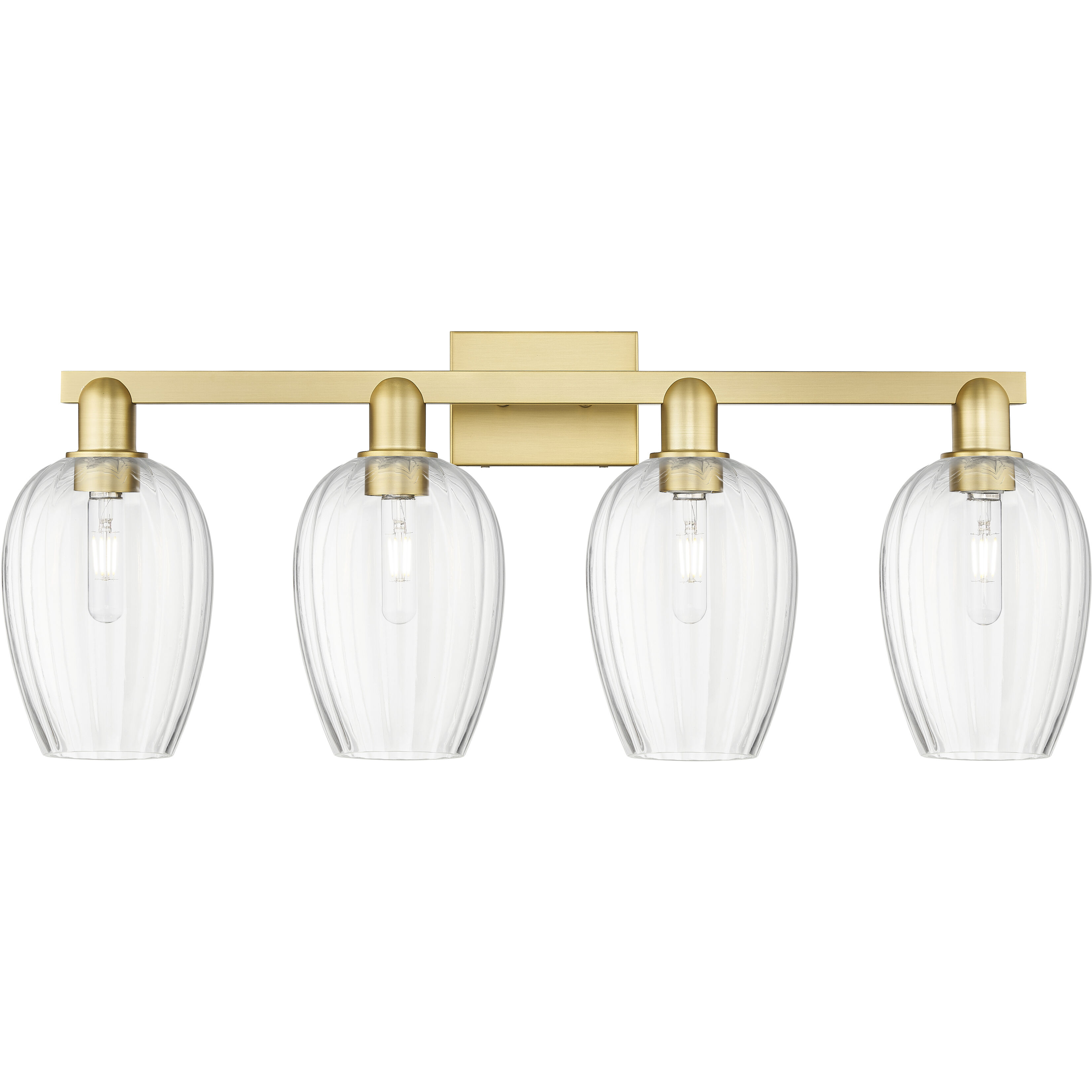 Preston 4 Light 36 inch Satin Gold Bath Vanity Light Wall Light in Clear Glass