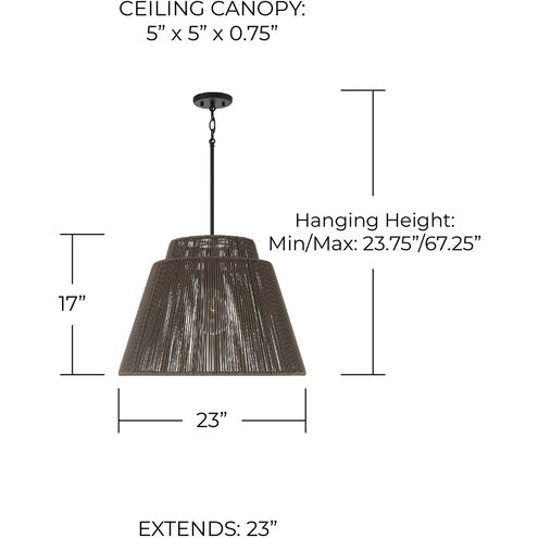 Jasper 1 Light 23 inch Umber and Black Outdoor Hanging Lantern