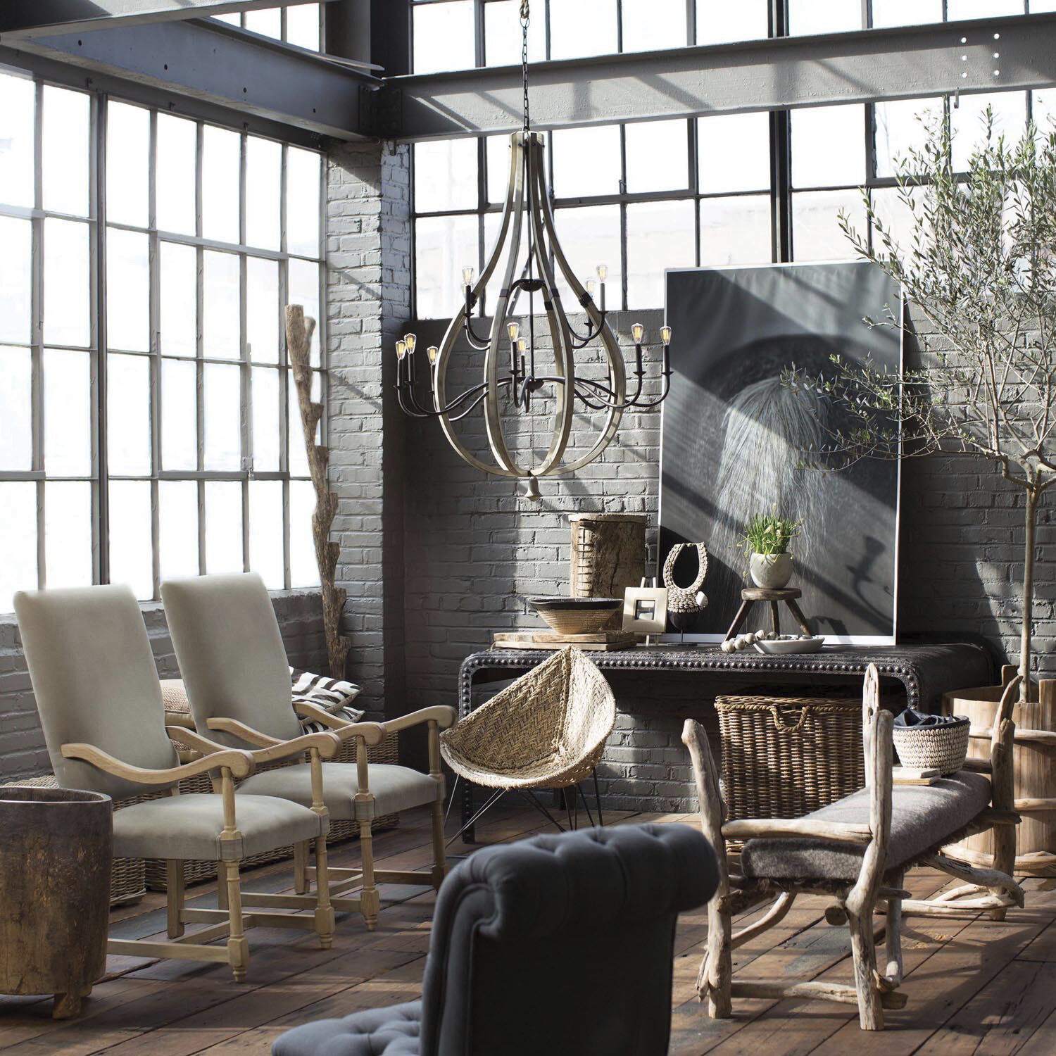 Middlefield LED 48 inch Iron Rust Chandelier Ceiling Light