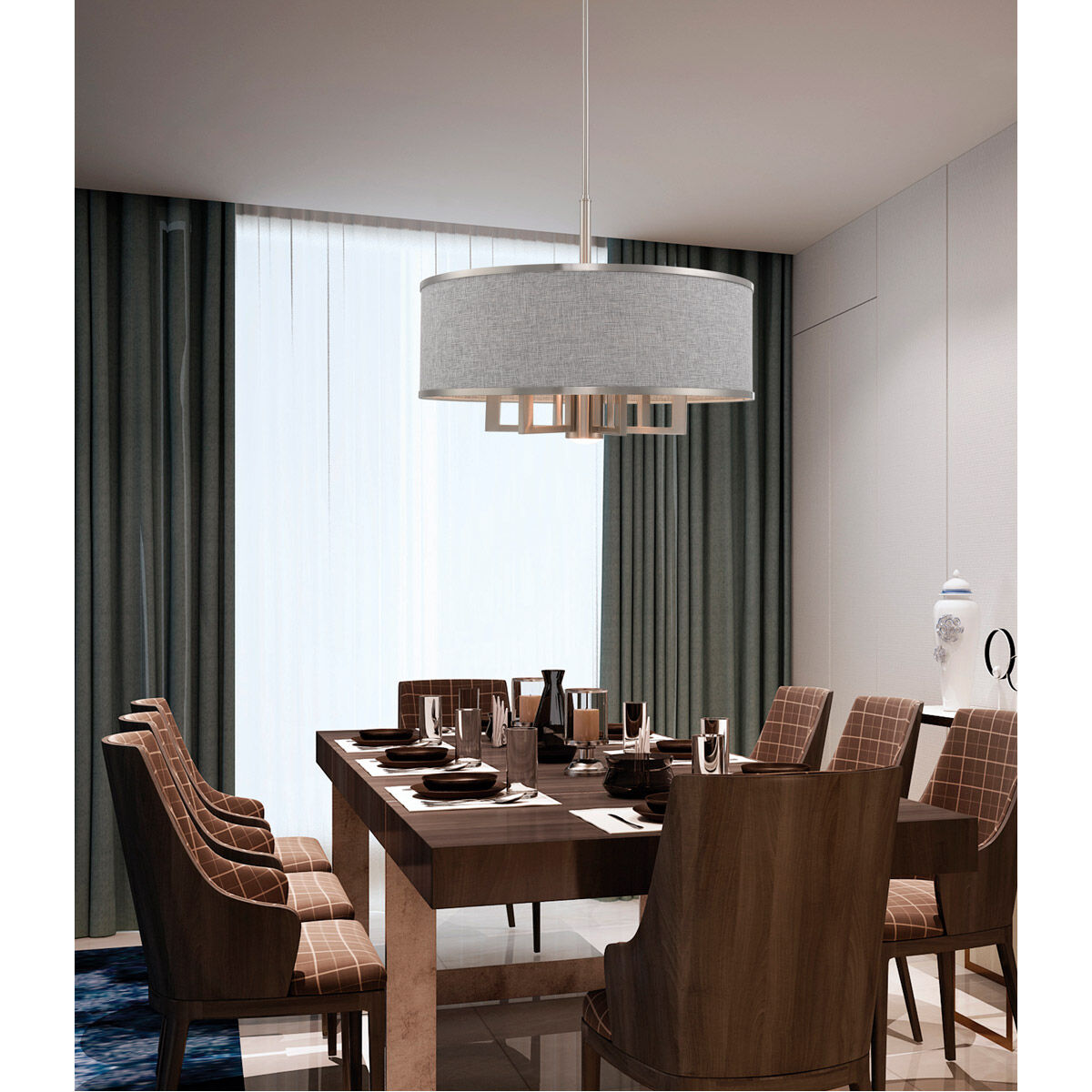 Park Ridge 7 Light 24 inch Brushed Nickel Pendant Chandelier Ceiling Light