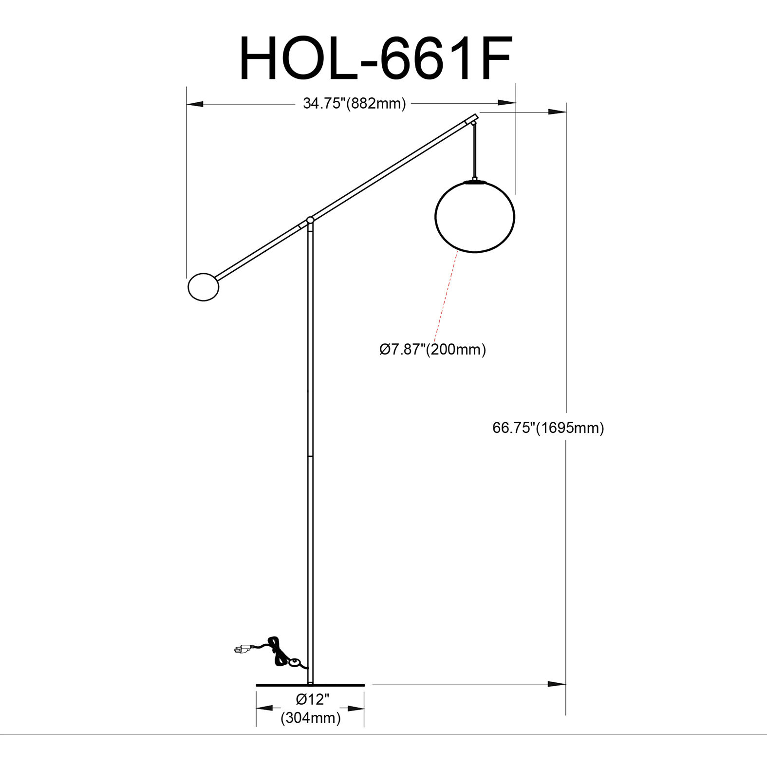 Holly 66 inch 60.00 watt Matte Black Decorative Floor Lamp Portable Light