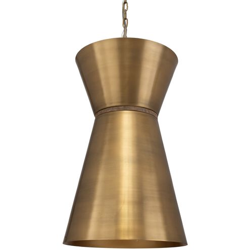 Crocker 1 Light 14.5 inch Antique Brass and Natural Woven Mini Pendant Ceiling Light