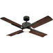 Cervantes 56 inch Oil Rubbed Bronze and Dark Walnut with Dark Walnut Blades Downrod Ceiling Fan in 2700K, Oil Rubbed Bronze Dark Walnut