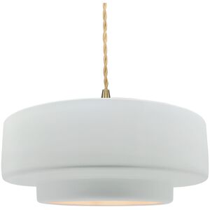 Radiance LED 14.5 inch Gloss White and Brushed Brass Pendant Ceiling Light