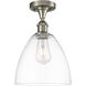 Ballston Dome 1 Light 9 inch Brushed Satin Nickel Semi-Flush Mount Ceiling Light in Clear Glass