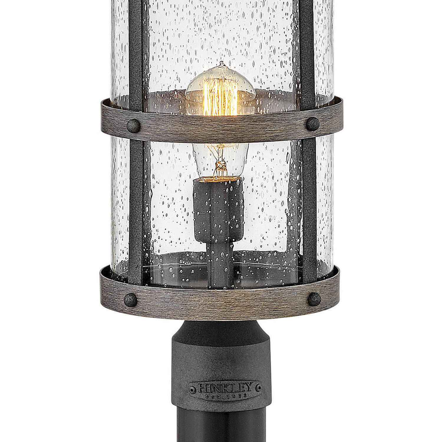 Estate Series Lakehouse 1 Light 18.75 inch Aged Zinc with Driftwood Gray Outdoor Post Mount Lantern in Non-LED