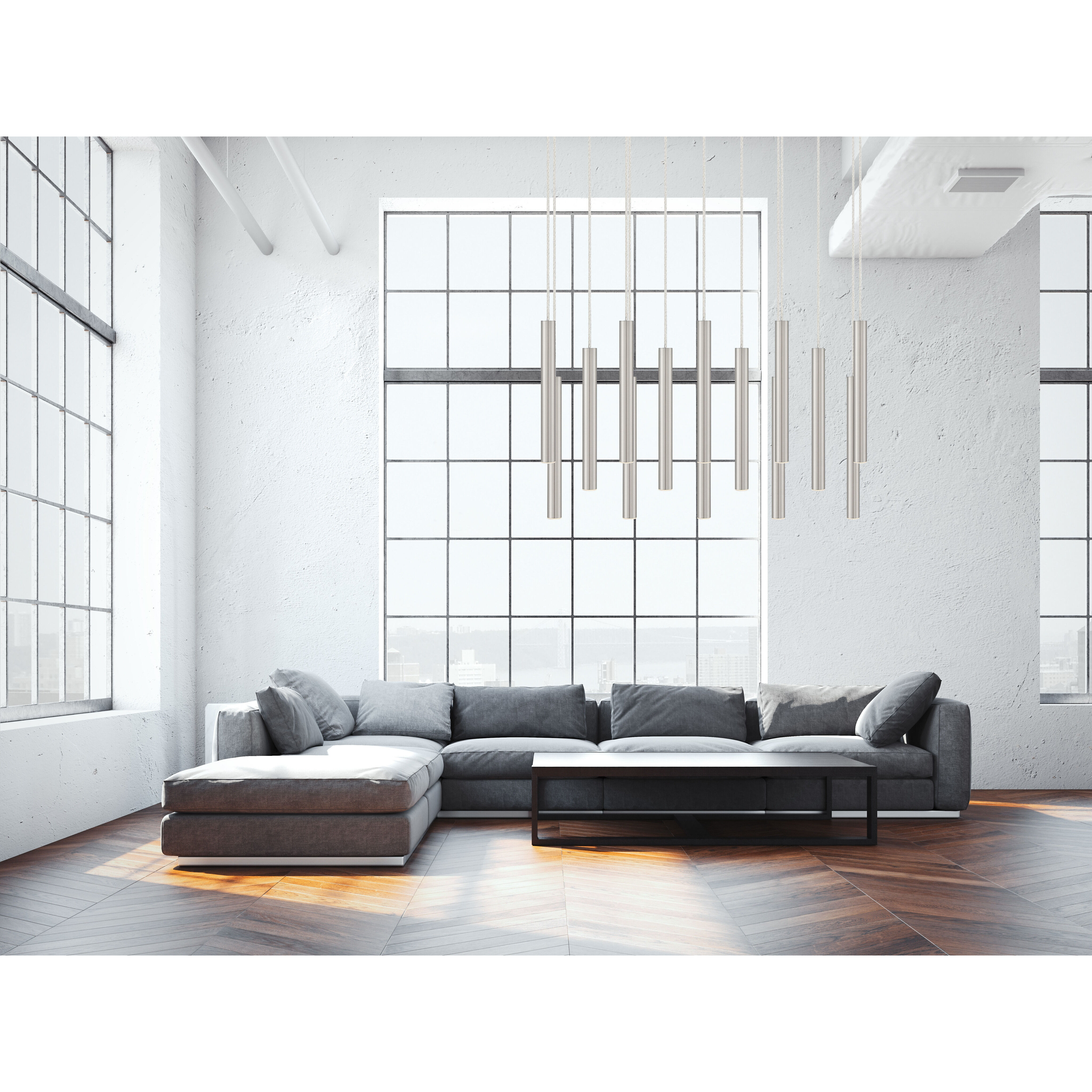 Forest LED 9.75 inch Chrome Chandelier Ceiling Light in Brushed Nickel Steel, 51, 14