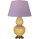 Double Gourd 31 inch 150 watt Sunset Yellow Glazed Ceramic with Antique Brass Table Lamp Portable Light in Lavender with Plum