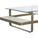 Winnipeg 48 X 30 inch Forged Champagne and Ivory Marble with Tempered Glass Coffee Table