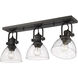 Yep Hines 3 Light 23.13 inch Rubbed Bronze Semi-Flush Mount Ceiling Light in Seeded Glass, Damp