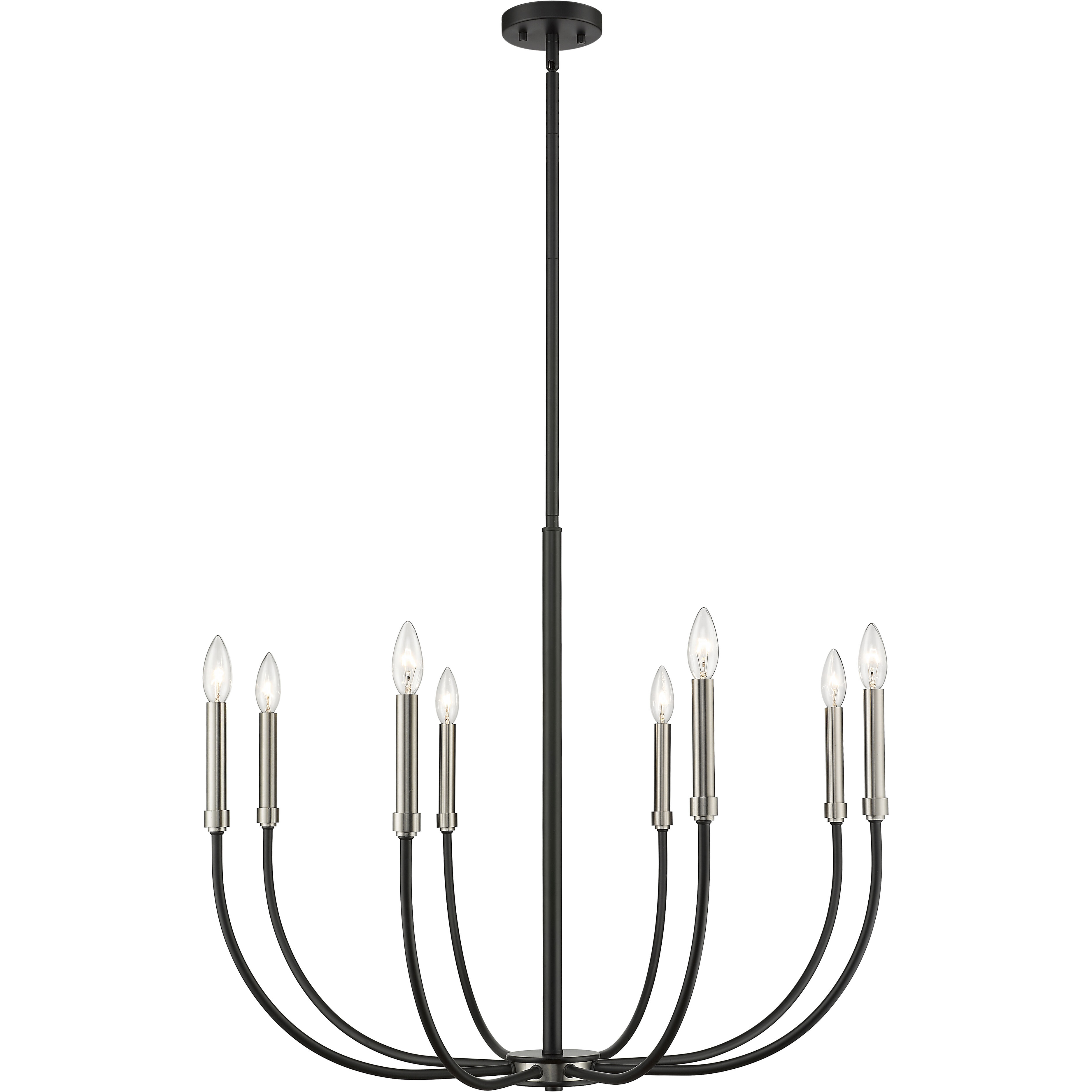 Haylie 8 Light 32.5 inch Matte Black and Brushed Nickel Chandelier Ceiling Light