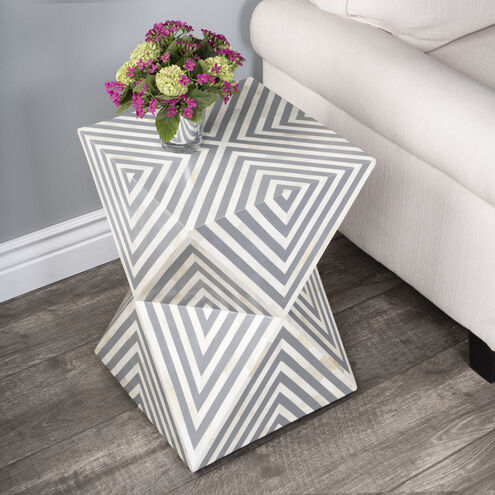 Anais and Grey Bone Inlay Side Table in Gray and White
