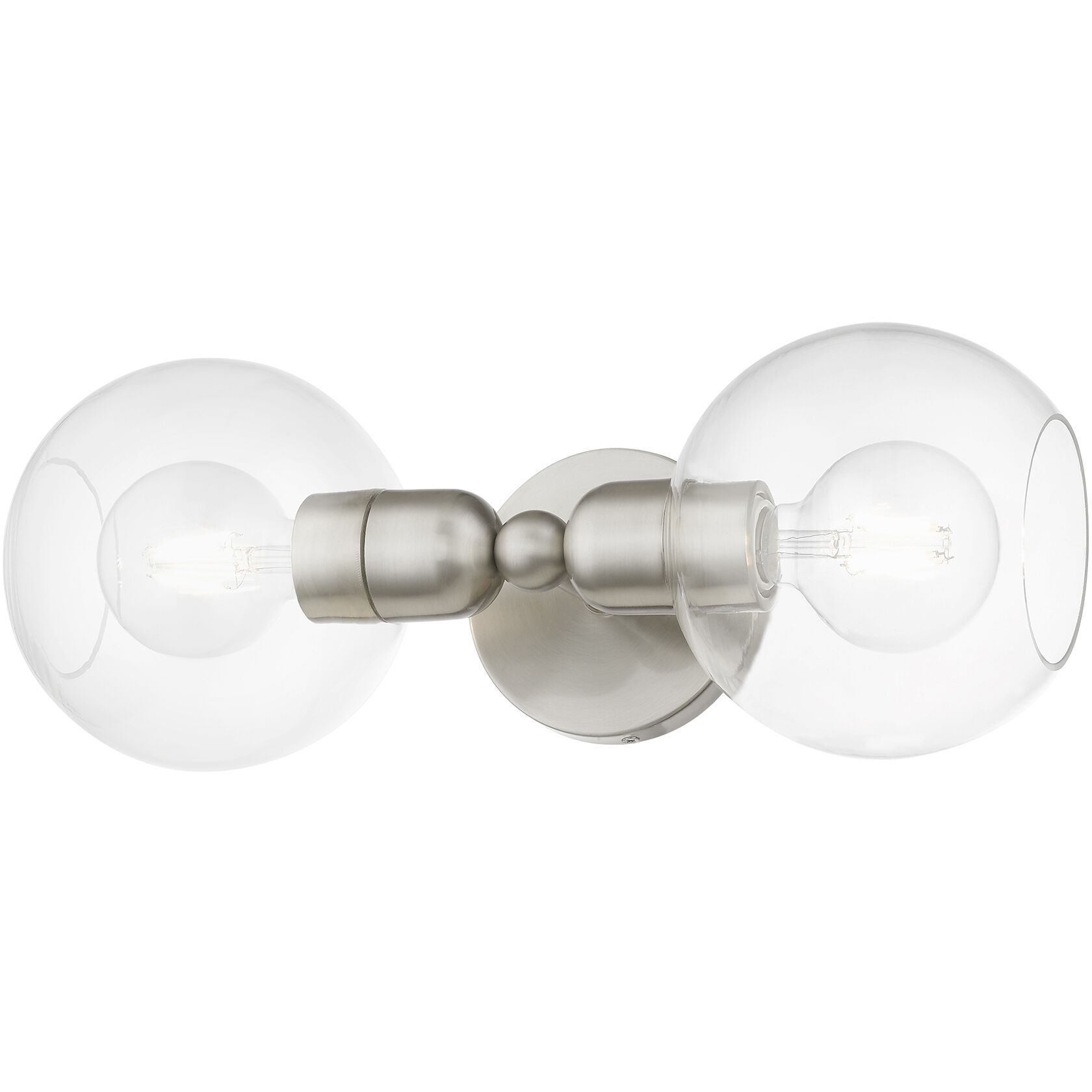 Downtown 2 Light 7 inch Brushed Nickel Vanity Sconce Wall Light, Sphere