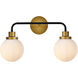 Hanson 2 Light 19 inch Black and Brass Bath Sconce Wall Light