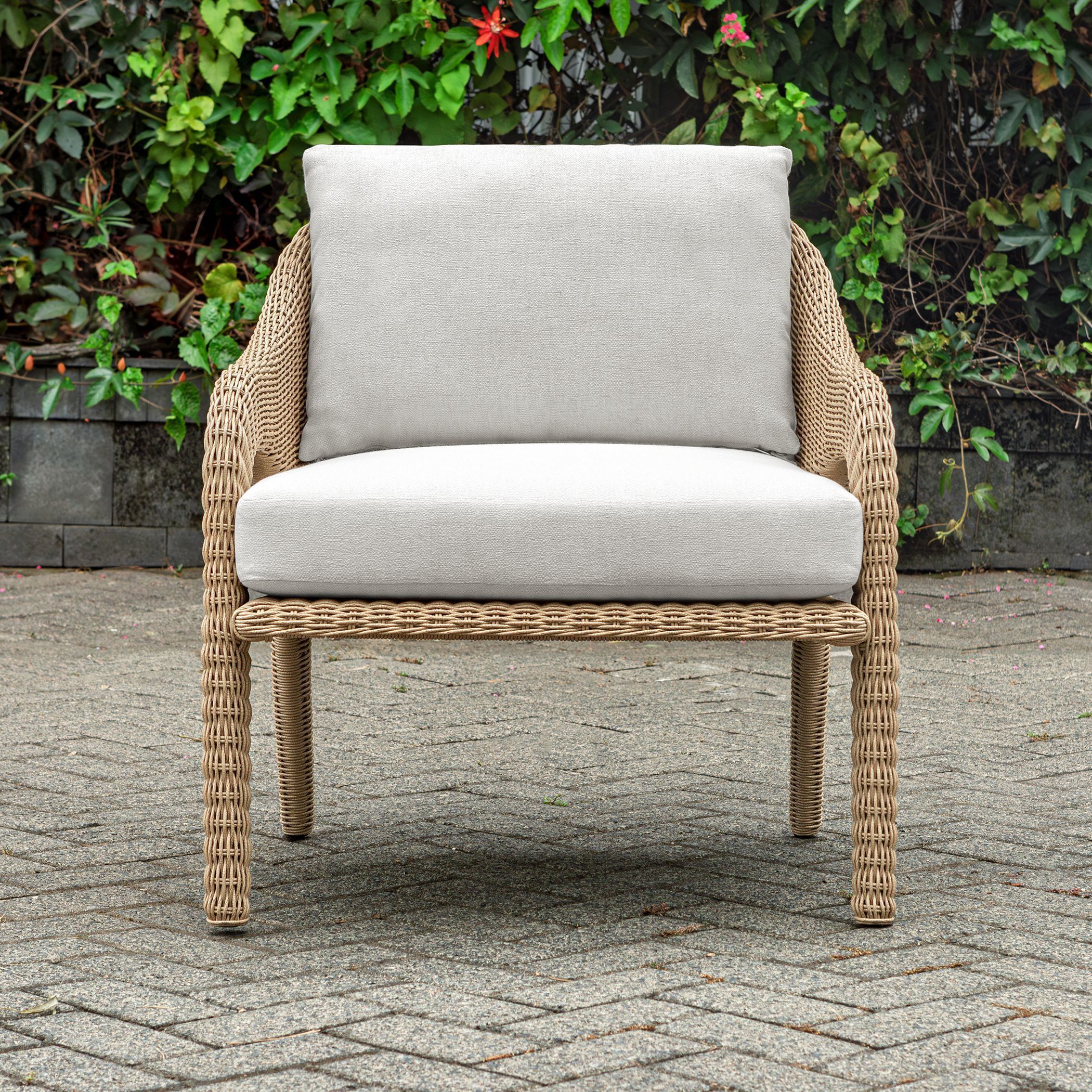 Kavali Natural Honey and Oyster White Outdoor Lounge Chair
