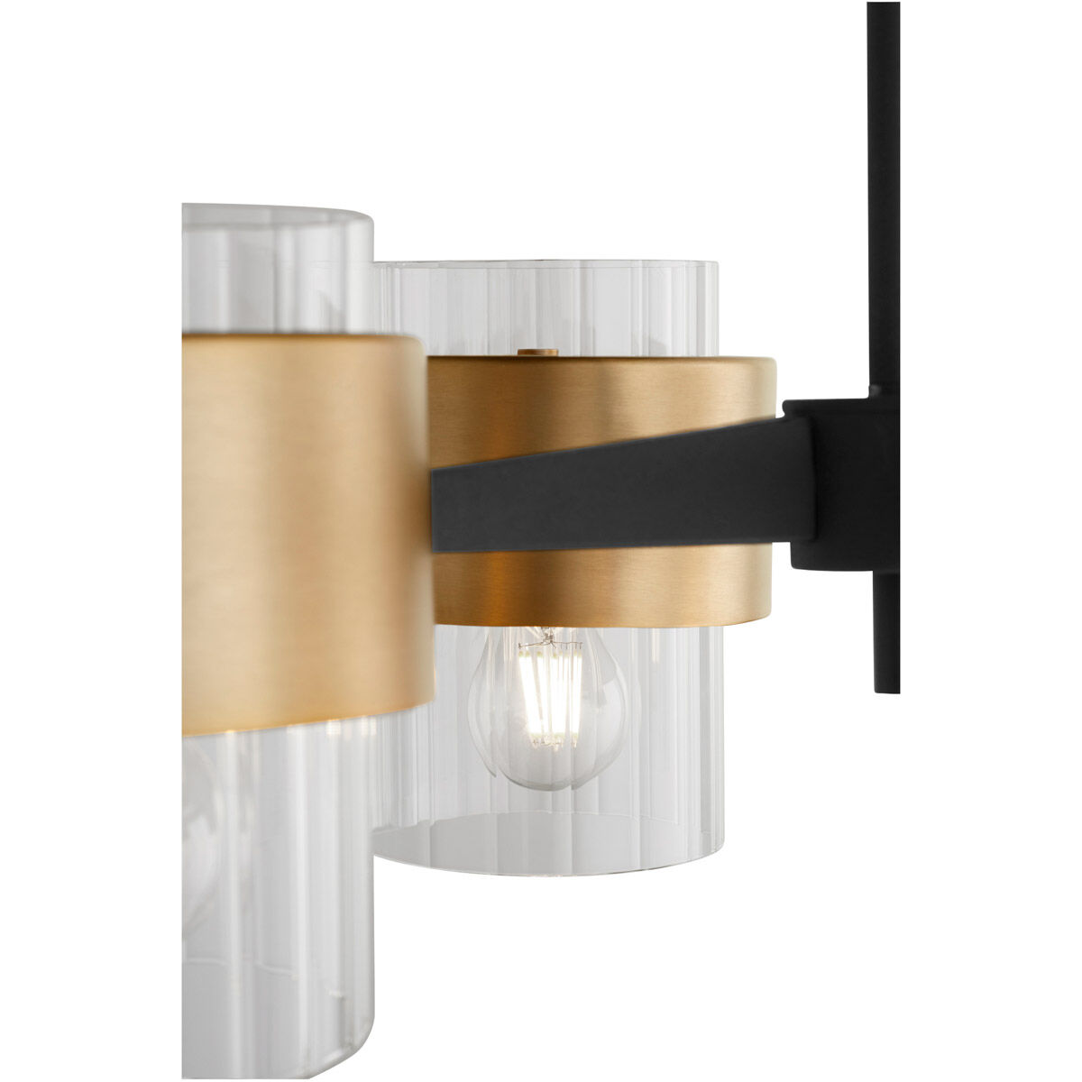 Epsilon 4 Light 25 inch Noir and Aged Brass Chandelier Ceiling Light