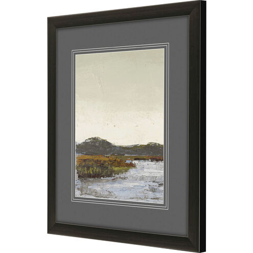 Along the Water Gray and Brown and Orange and Green Framed Art
