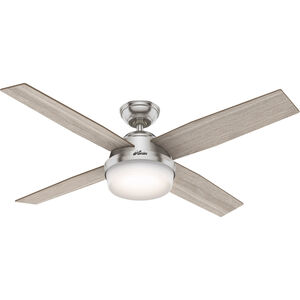 Dempsey 52 inch Brushed Nickel with Light Gray Oak/Natural Wood Blades Ceiling Fan