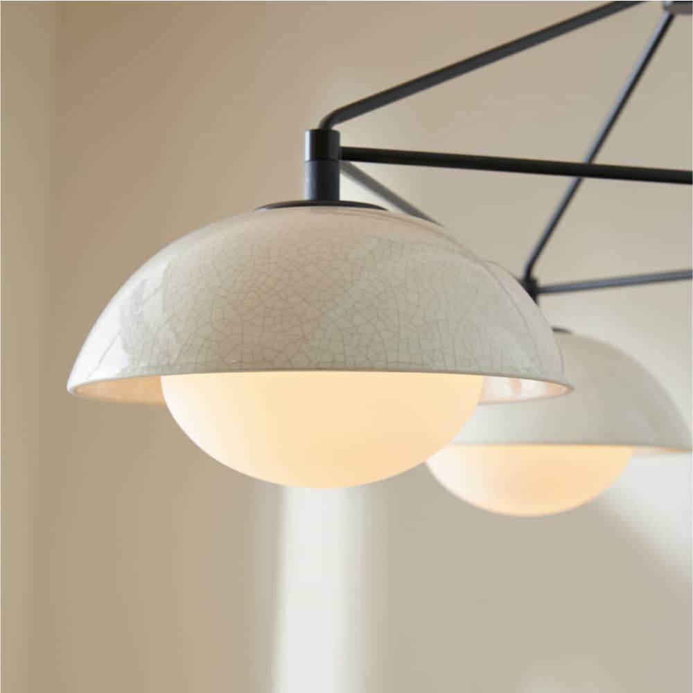 Glaze 3 Light 38 inch Blackened Steel, Ivory Stained Crackle Chandelier Ceiling Light