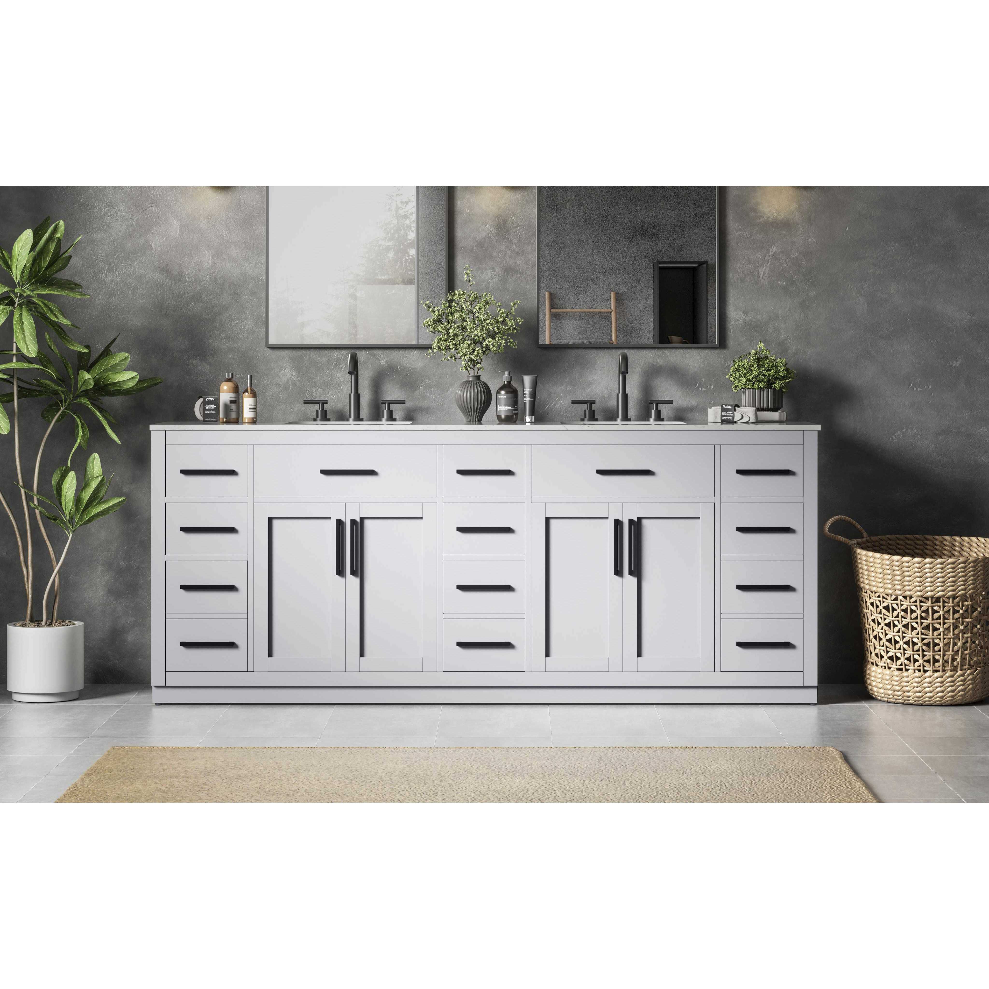 Alden 84 X 35 inch Grey Bathroom Vanity Cabinet