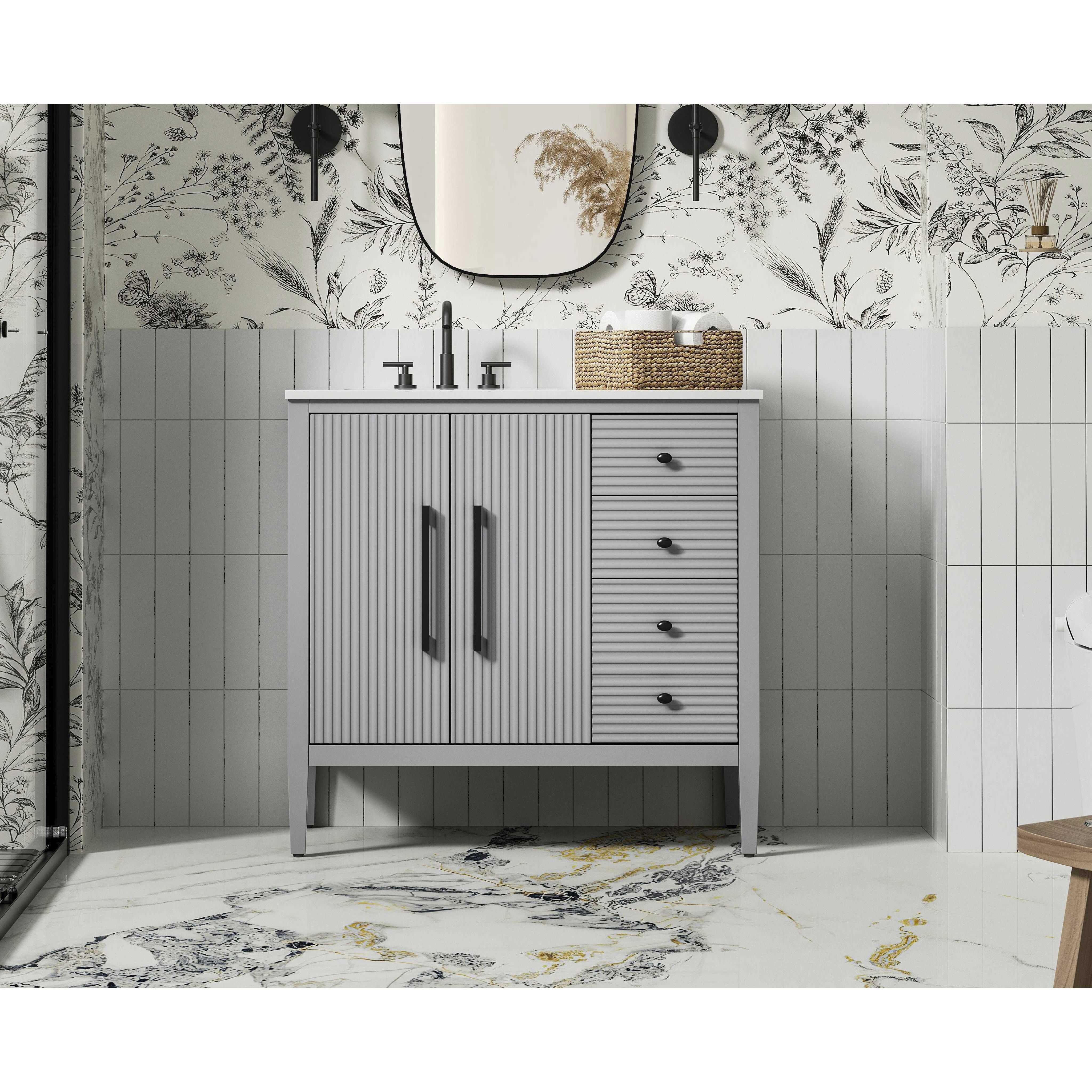 Blakely 36 X 34 inch Grey Bathroom Vanity Cabinet