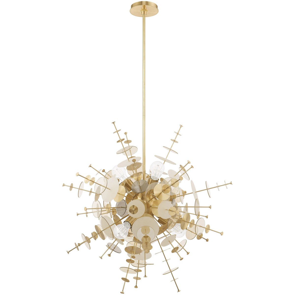 Livex 40076-12 Circulo 6 Light 30 inch Satin Brass Pendant