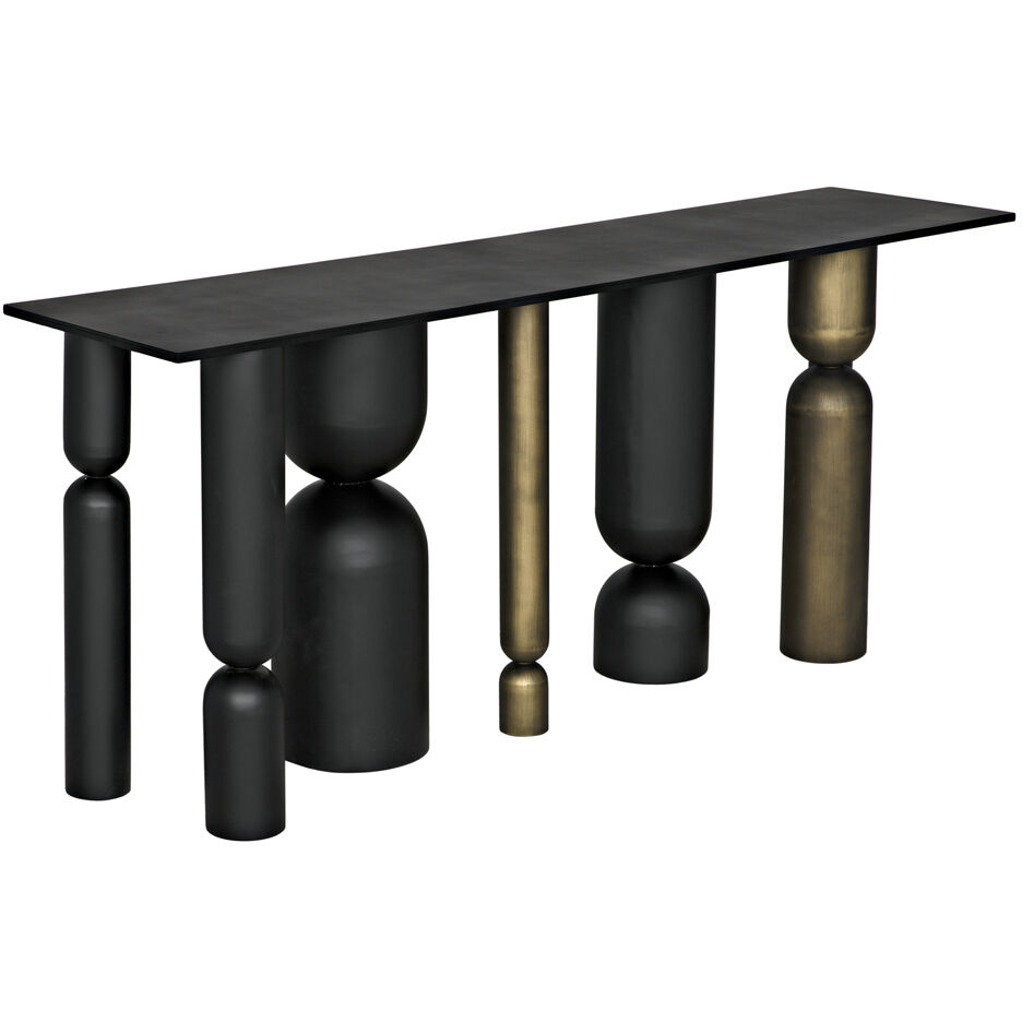 Figaro 71 X 17 inch Matte Black and Aged Brass Console
