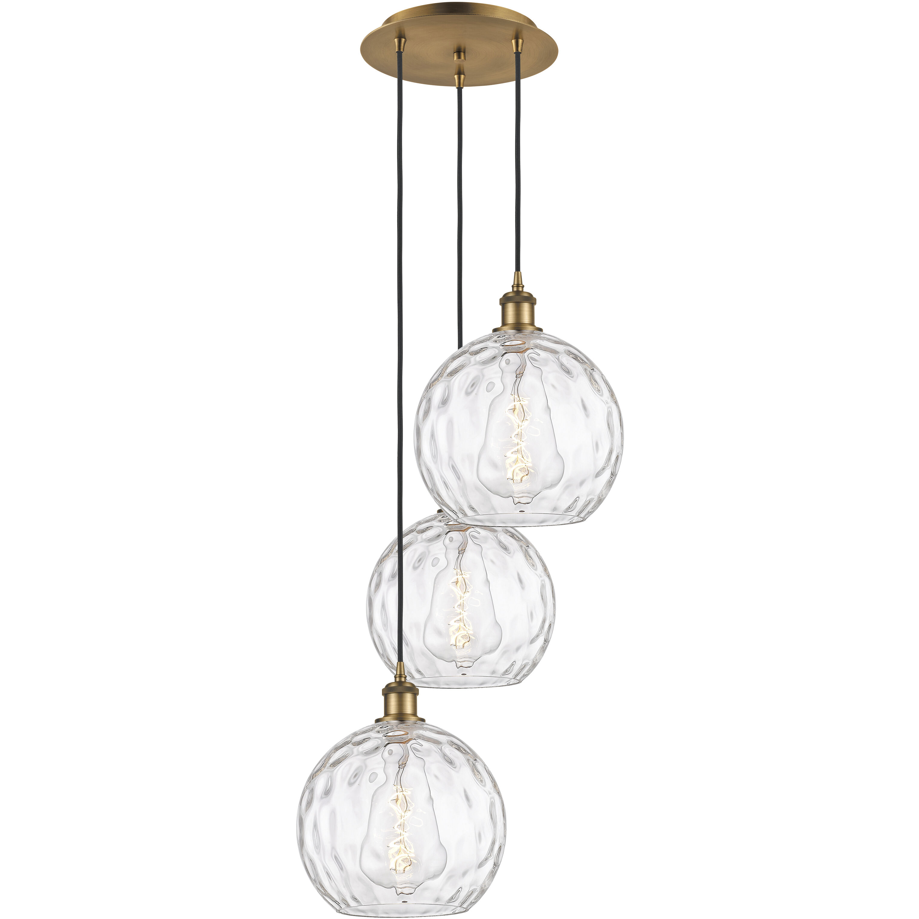 Ballston Athens Water Glass 3 Light 17 inch Brushed Brass Multi-Pendant Ceiling Light