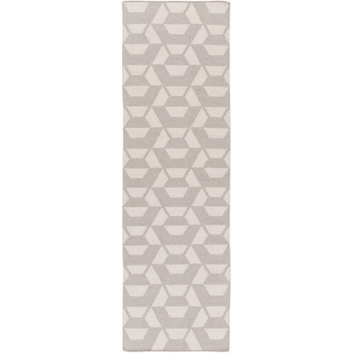 Rivington 96 X 30 inch Gray and Neutral Runner, Wool and Cotton