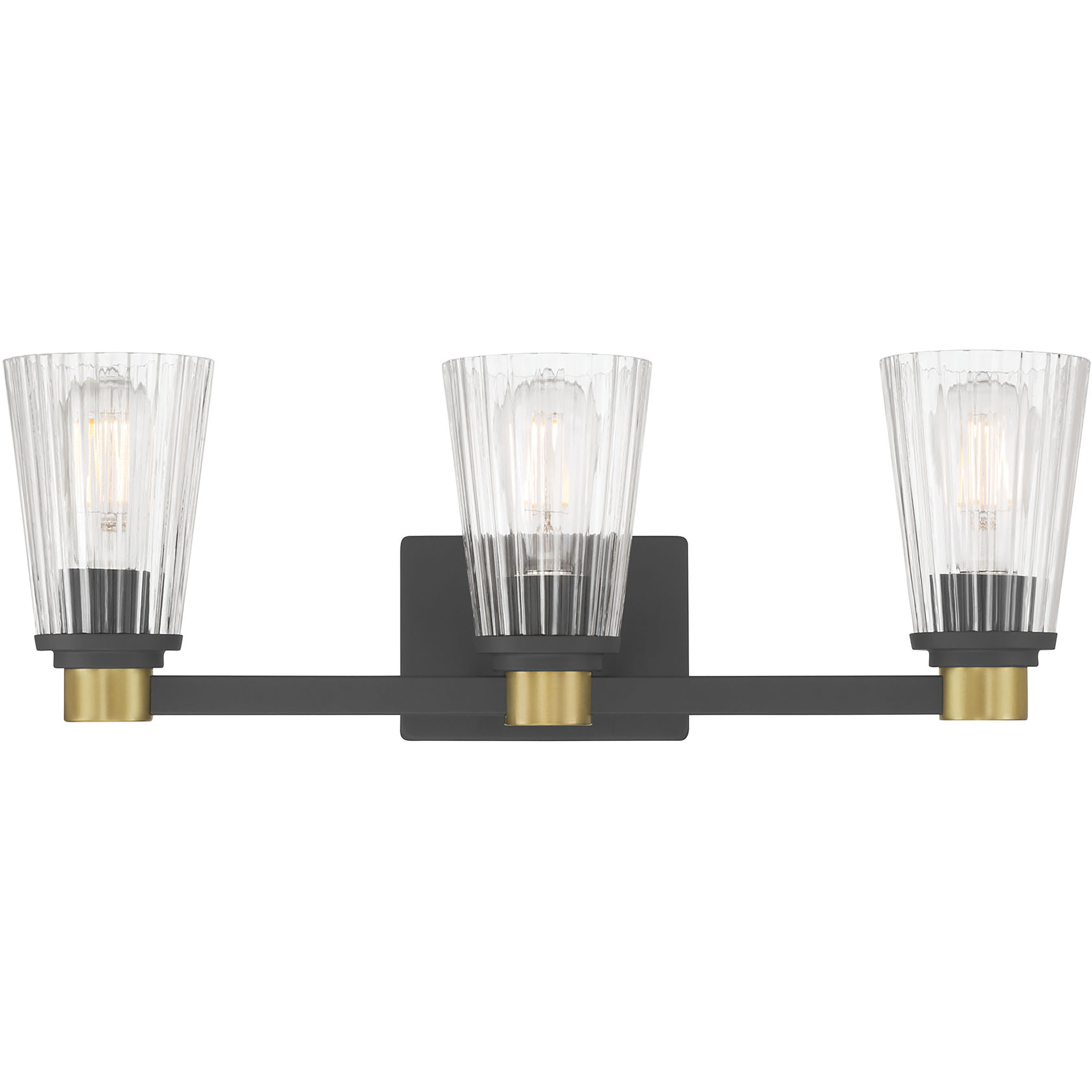 Lustria 3 Light 21.75 inch Matte Black and Vintage Brass Bathroom Vanity Light Wall Light
